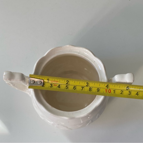 Vintage French white Porcelain Ironstone Sugar Bowl Double Handles Crackle Glaze - Picture 4 of 12